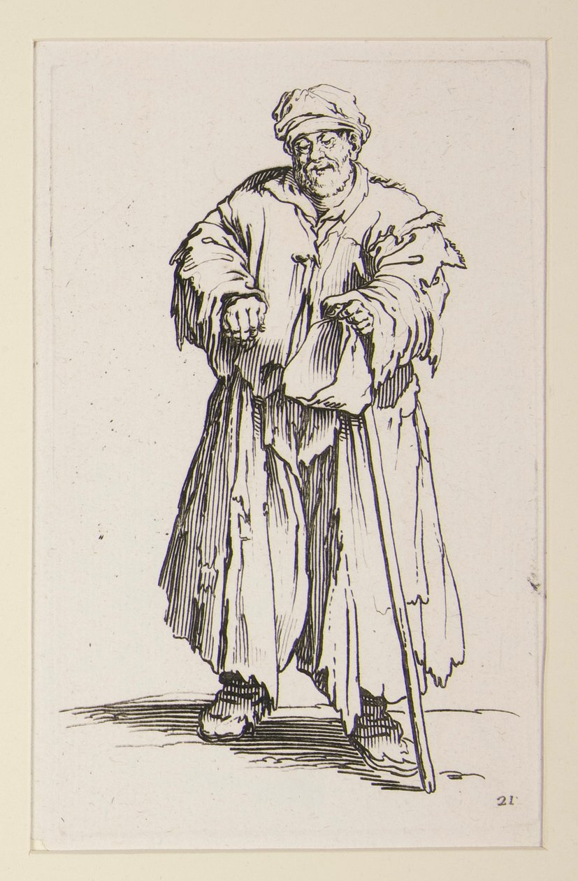 Obese Man with Lowered Eyes, from the Beggars by Jacques Callot