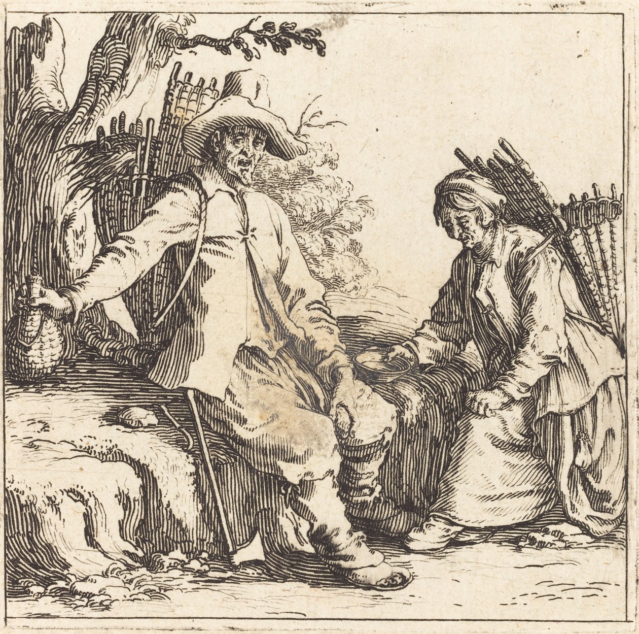 Peasant Couple at Rest by Jacques Callot