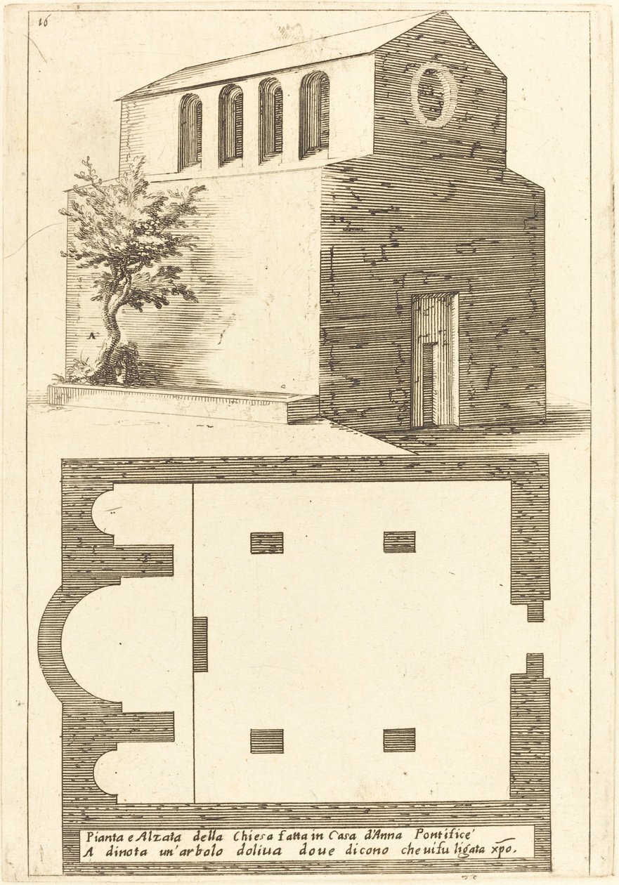 Plan and Elevation of the Church near the House of Annas by Jacques Callot