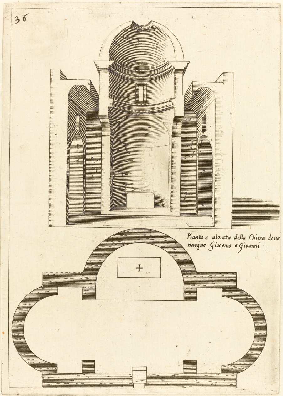 Plan and Elevation of the Church of Saints James and John by Jacques Callot