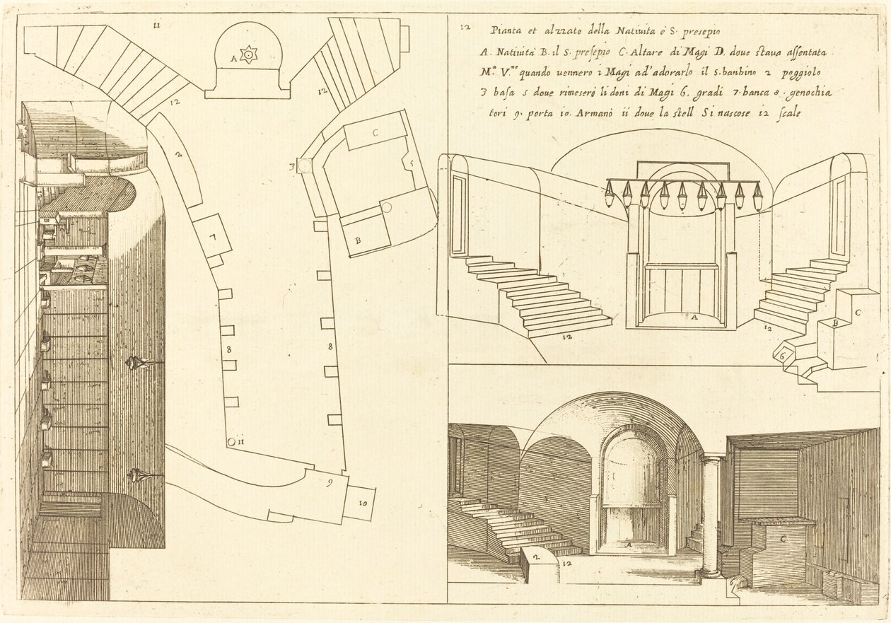 Plan and Elevation of the Church of the Holy Nativity by Jacques Callot