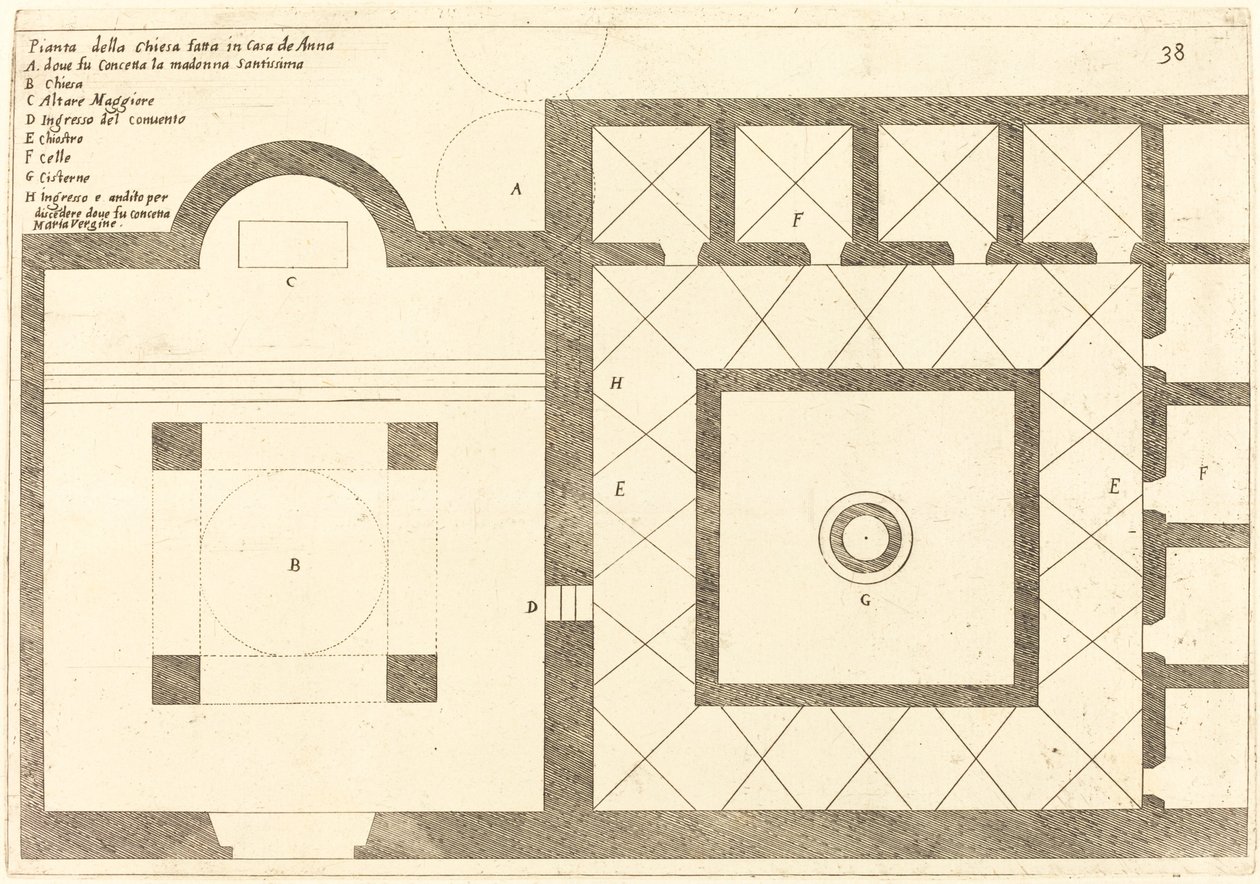 Plan of the Church near the House of Annas by Jacques Callot