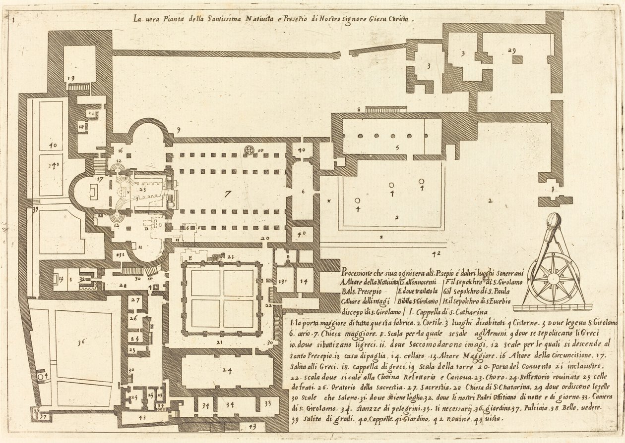 Plan of the Church of the Holy Nativity by Jacques Callot