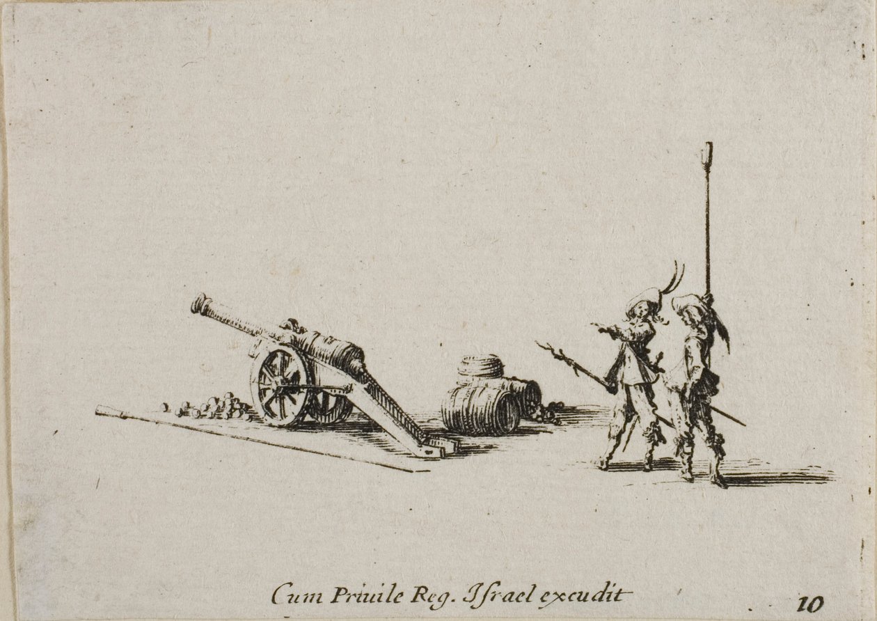 Preparing to Fire the Canon, plate ten from The Military Exercises by Jacques Callot
