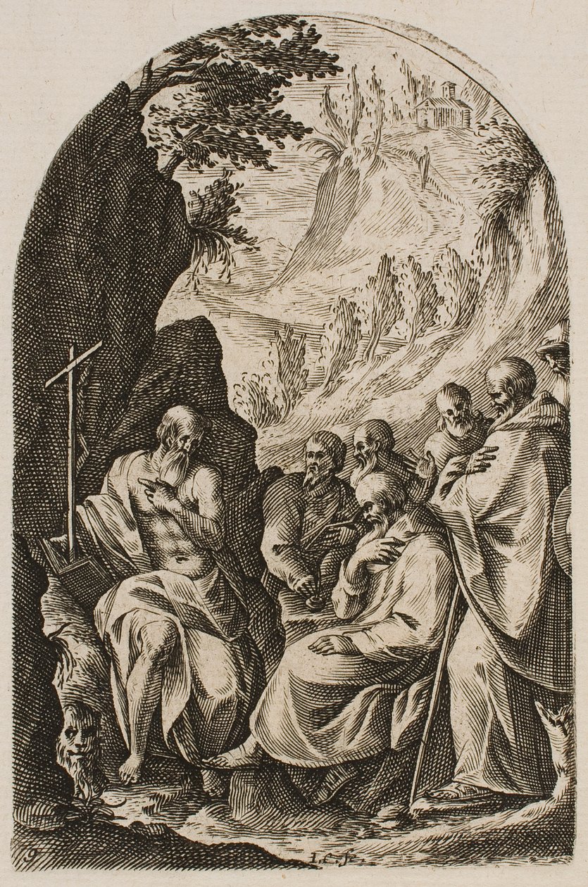 Saint Jerome Instructing His Disciples in the Desert, from the series “Pictures of Rome” by Jacques Callot