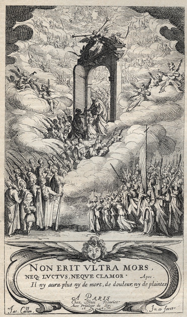 Saints and saints hurrying at the door of Paradise - composition and engraving by Jacques Callot (1592-1635) by Jacques Callot