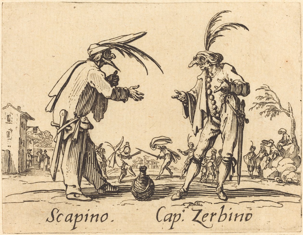 Scapino and Captain Zerbino by Jacques Callot