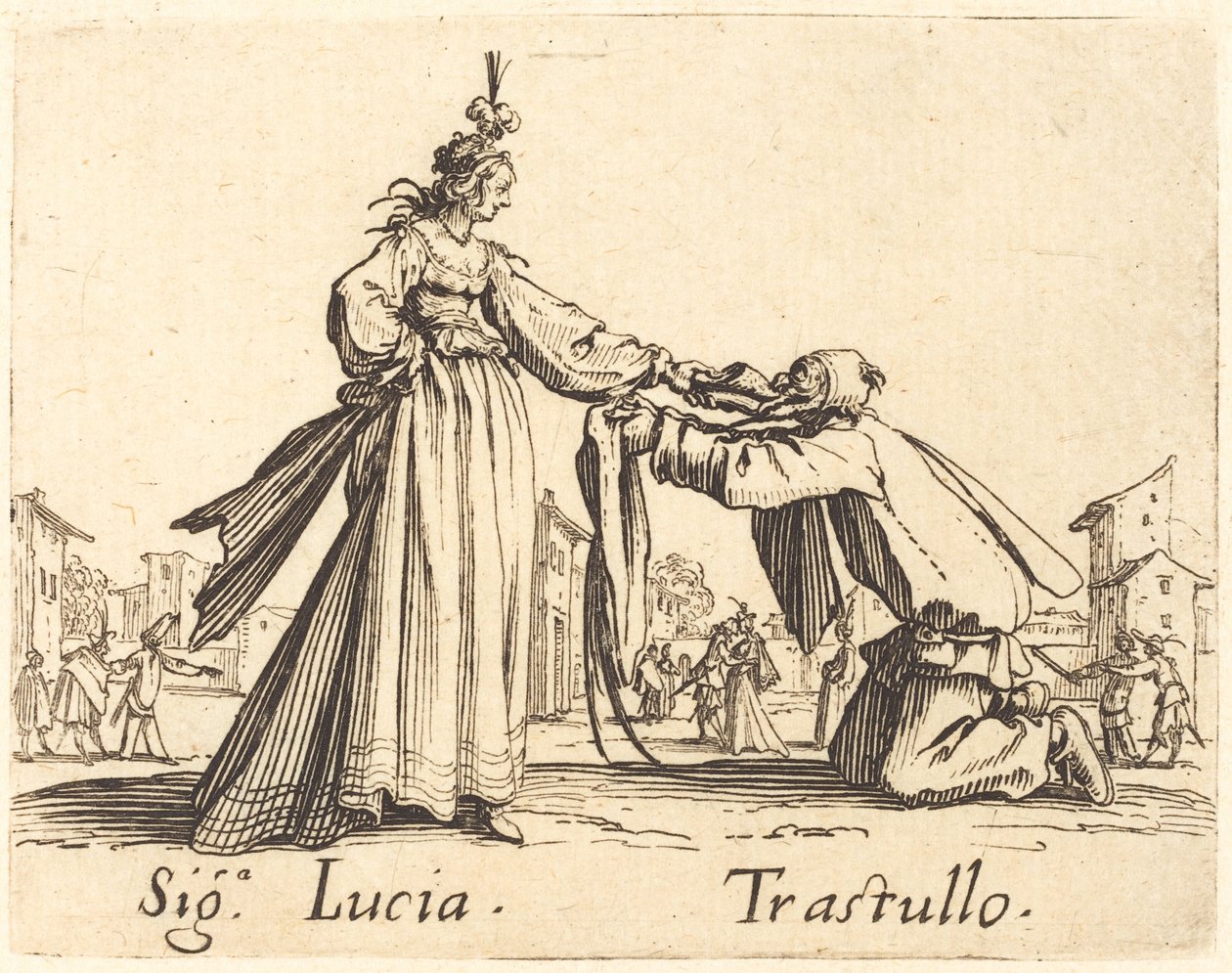 Signa. Lucia and Trastullo by Jacques Callot
