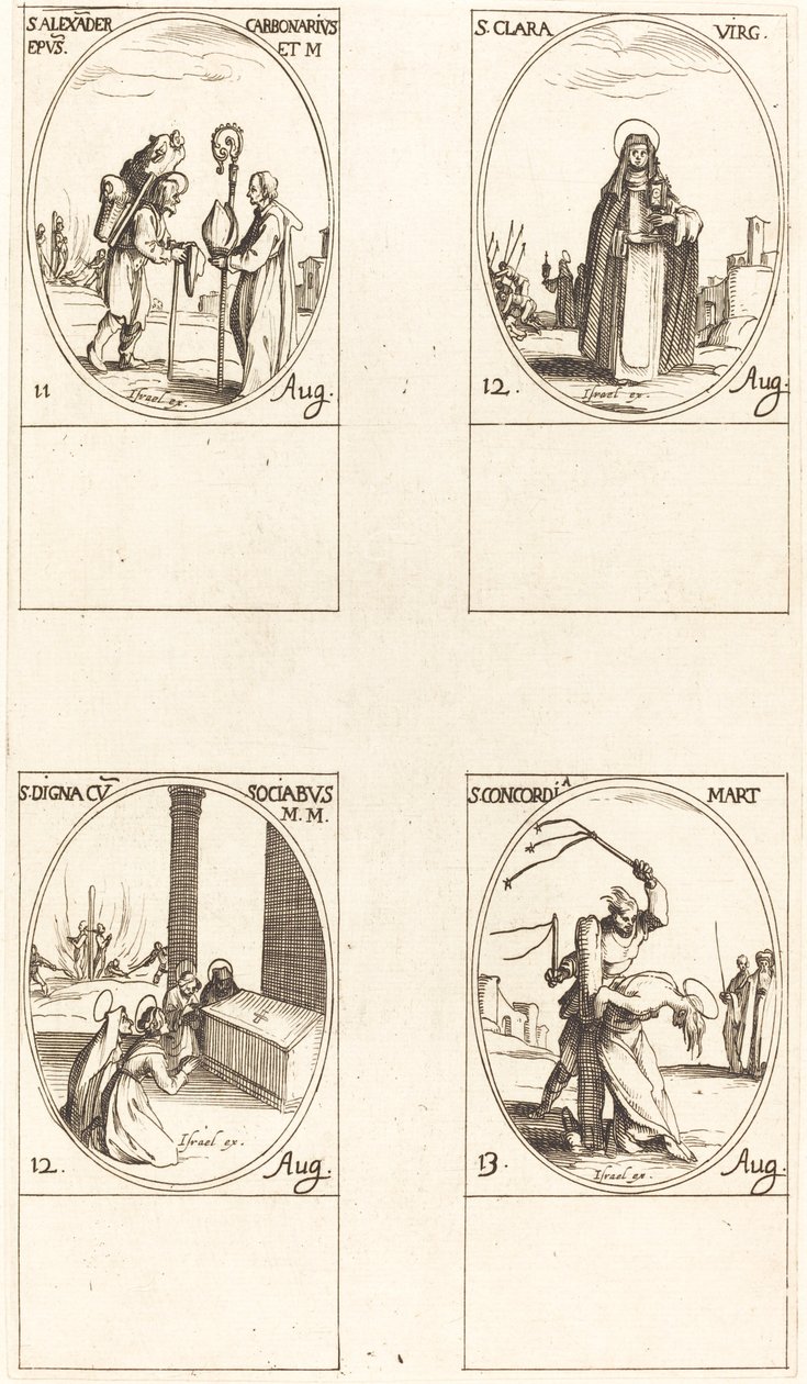 St. Alexander Carbonarius; St. Clare; St. Digna and Companions; St. Concordia by Jacques Callot