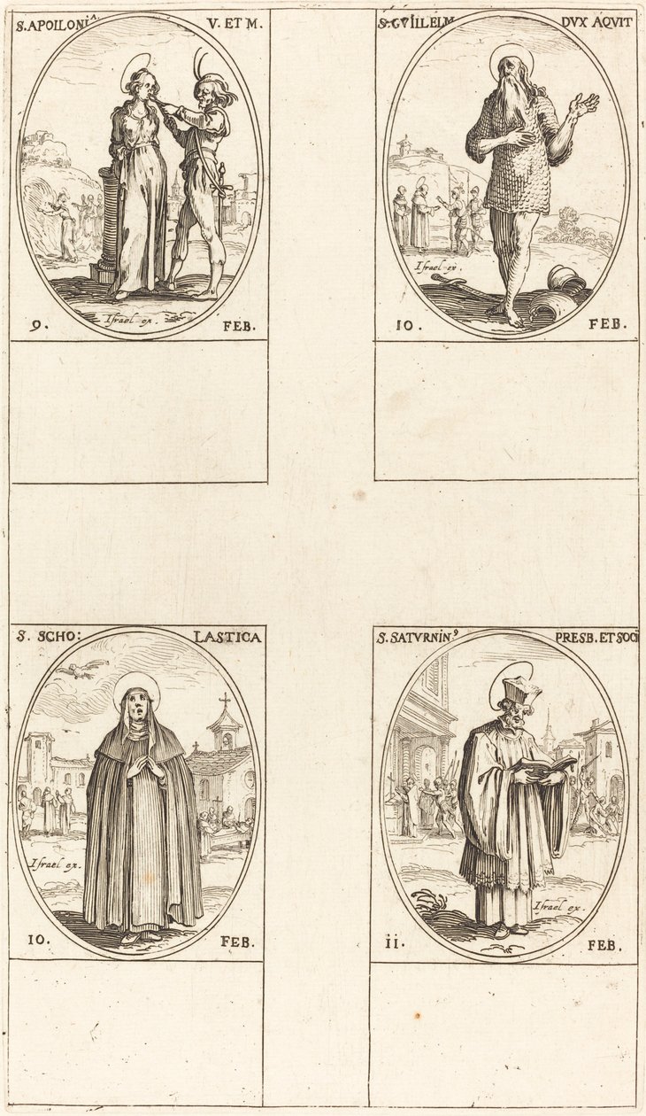 St. Apollonia; St. Guillaume; St. Scholastica; St. Saturnin by Jacques Callot