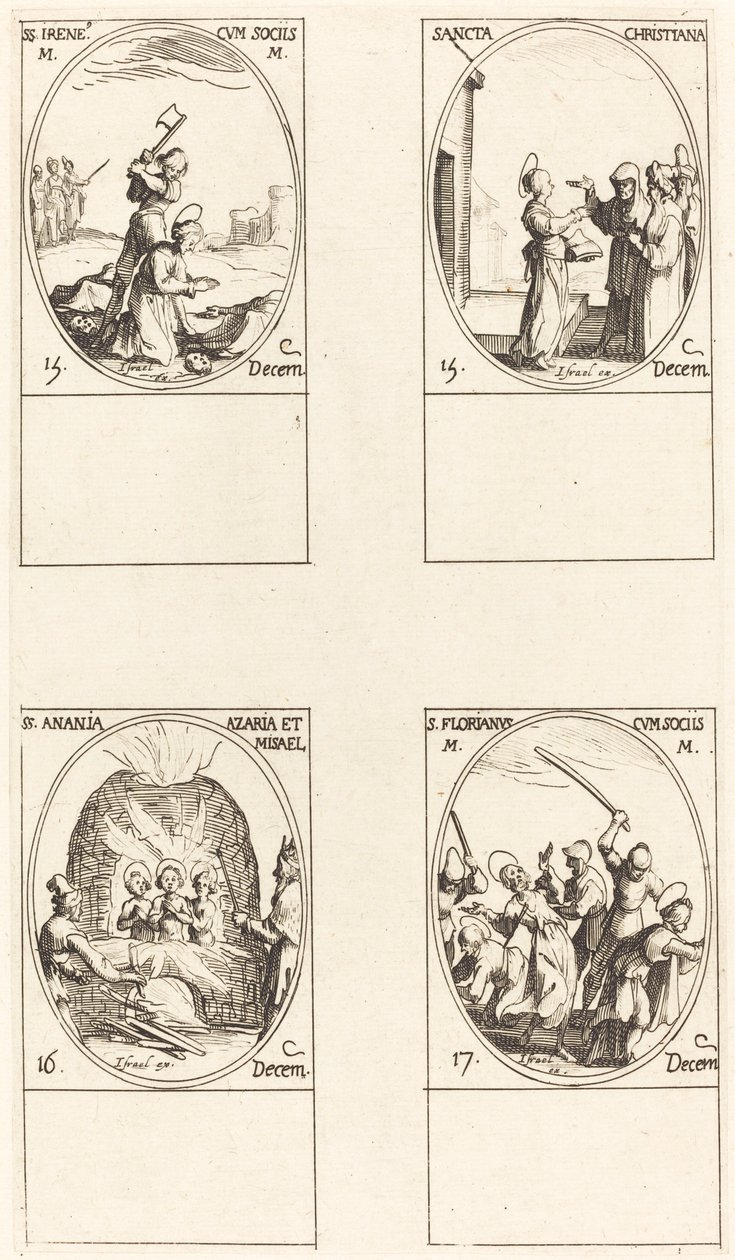 St. Bibiana; St. Birinus; St. Barbara; St. Sabbas by Jacques Callot
