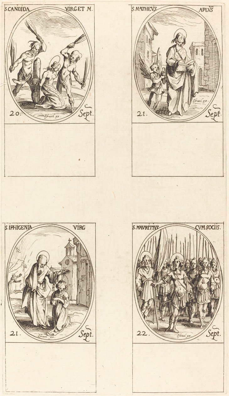 St. Canida; St. Matthew; St. Ipigenia; St. Maurice and Companions by Jacques Callot