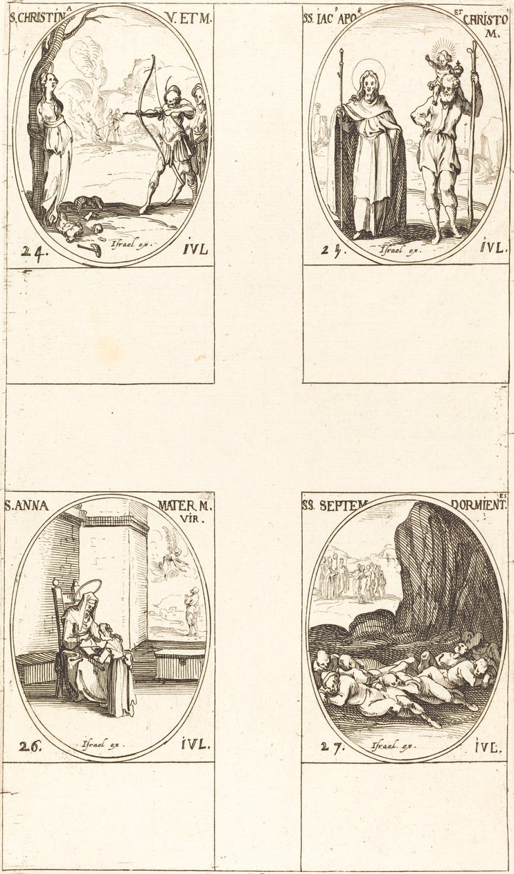 St. Christina; St. James, Apostle, and St. Christopher; St. Anne; Seven Sleepers of Ephesus by Jacques Callot
