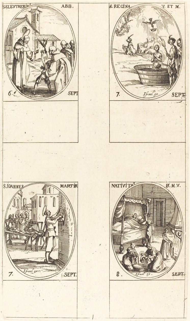 St. Eleutherius, Abbot; St. Regina; St. John; The Nativity of the Virgin by Jacques Callot