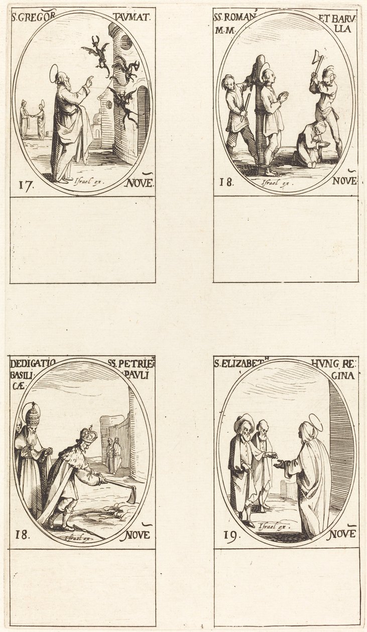 St. Gregory; Sts. Romanus & Barulla; Dedication of the Basilicas of SS. Peter & Paul by Jacques Callot
