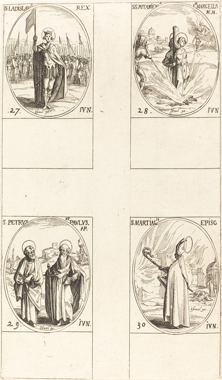 St. Ladislas; Sts. Potamiana and Marcella; Sts. Peter and Paul, Apostles; St. Martial by Jacques Callot