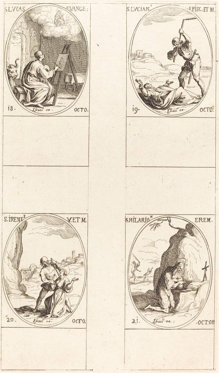 St. Luke; St. Lucian; St. Irene; St. Hilarion by Jacques Callot