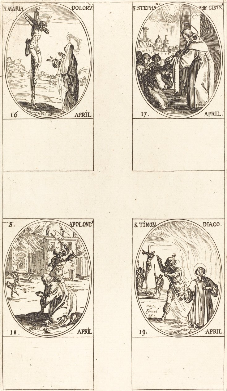 St. Maria Doloru; St. Stephen, Abbot; St. Apoloni; St. Timon by Jacques Callot