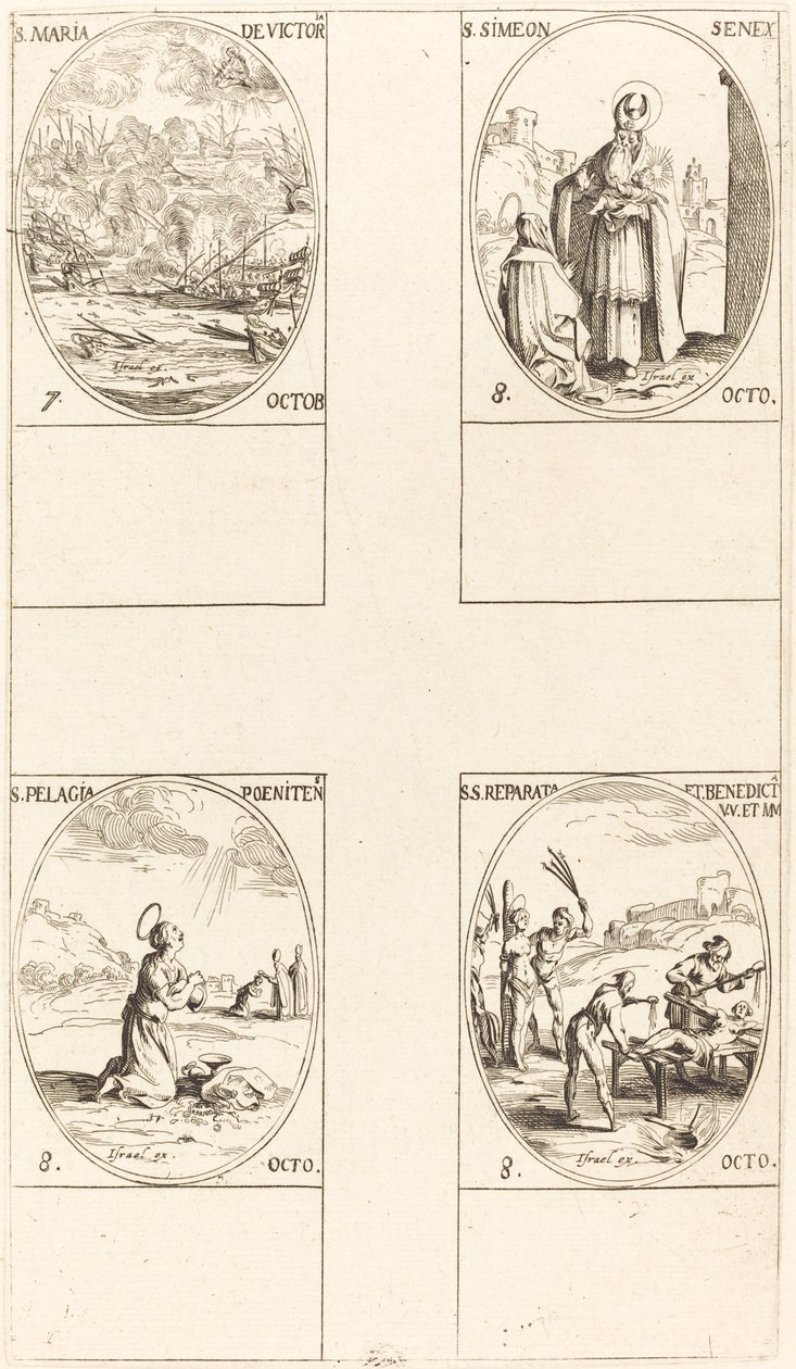 St. Mary of Victory, St. Simeon, Prophet, St. Pelagia, Sts. Reparata and Benedicta by Jacques Callot