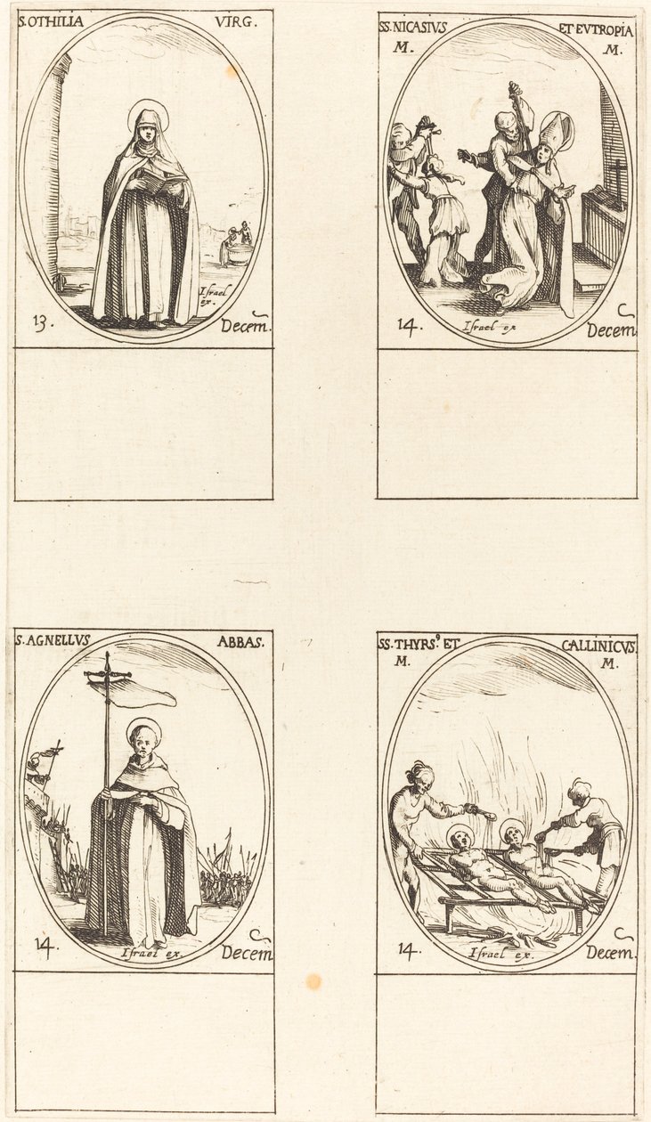 St. Othilia; Sts. Nicasius & Eutropia; St. Agnelus; Sts. Thyrs