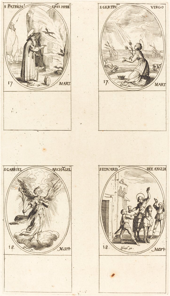 St. Patrick; St. Gertrude; St. Gabriel, Archangel; St. Edward by Jacques Callot