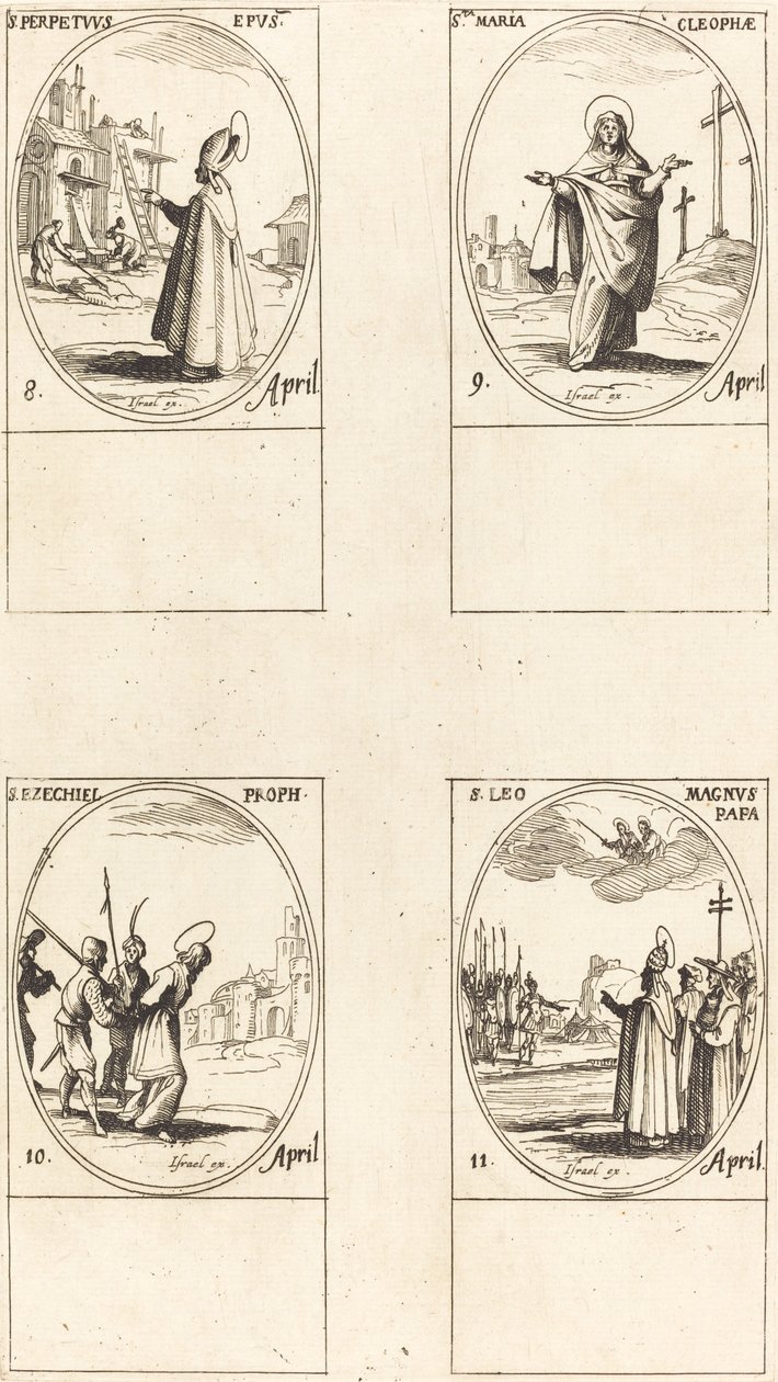 St. Perpetuus; St. Mary of Cleophas; St. Ezechiel; St. Leo the Great by Jacques Callot