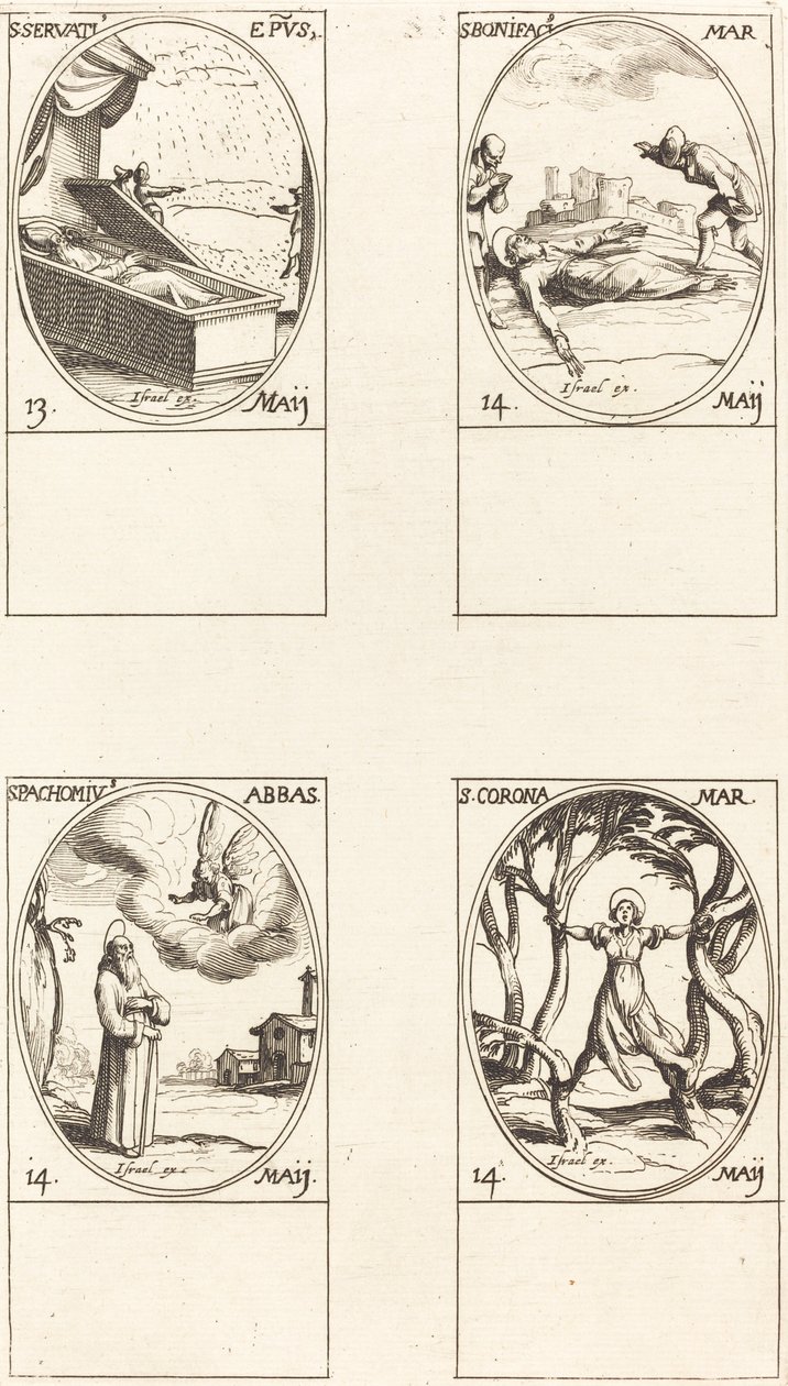 St. Servatius; St. Boniface; St. Pachomius; St. Corona by Jacques Callot