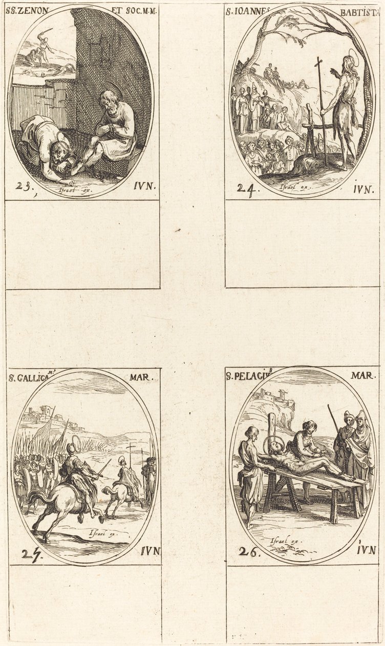 St. Zenon and Companions, St. John the Baptist, St. Gallicanus, St. Pelagius by Jacques Callot