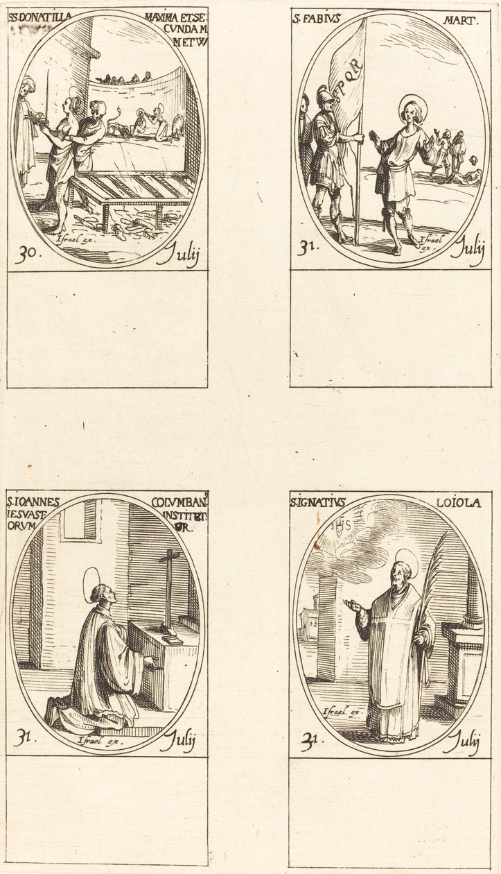Sts. Donatilla, Maxima & Secunda; St. Fabius; St. John Colombini; St. Ignatius Loyola by Jacques Callot