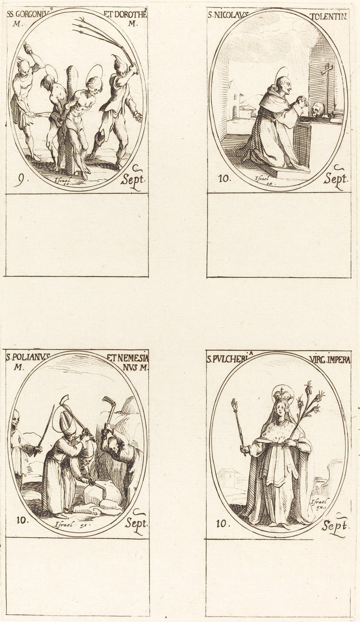 Sts. Gorgonius & Dorothy, St. Nicholas of Tolentino, St. Polianus & Nemesian, St. Pul by Jacques Callot