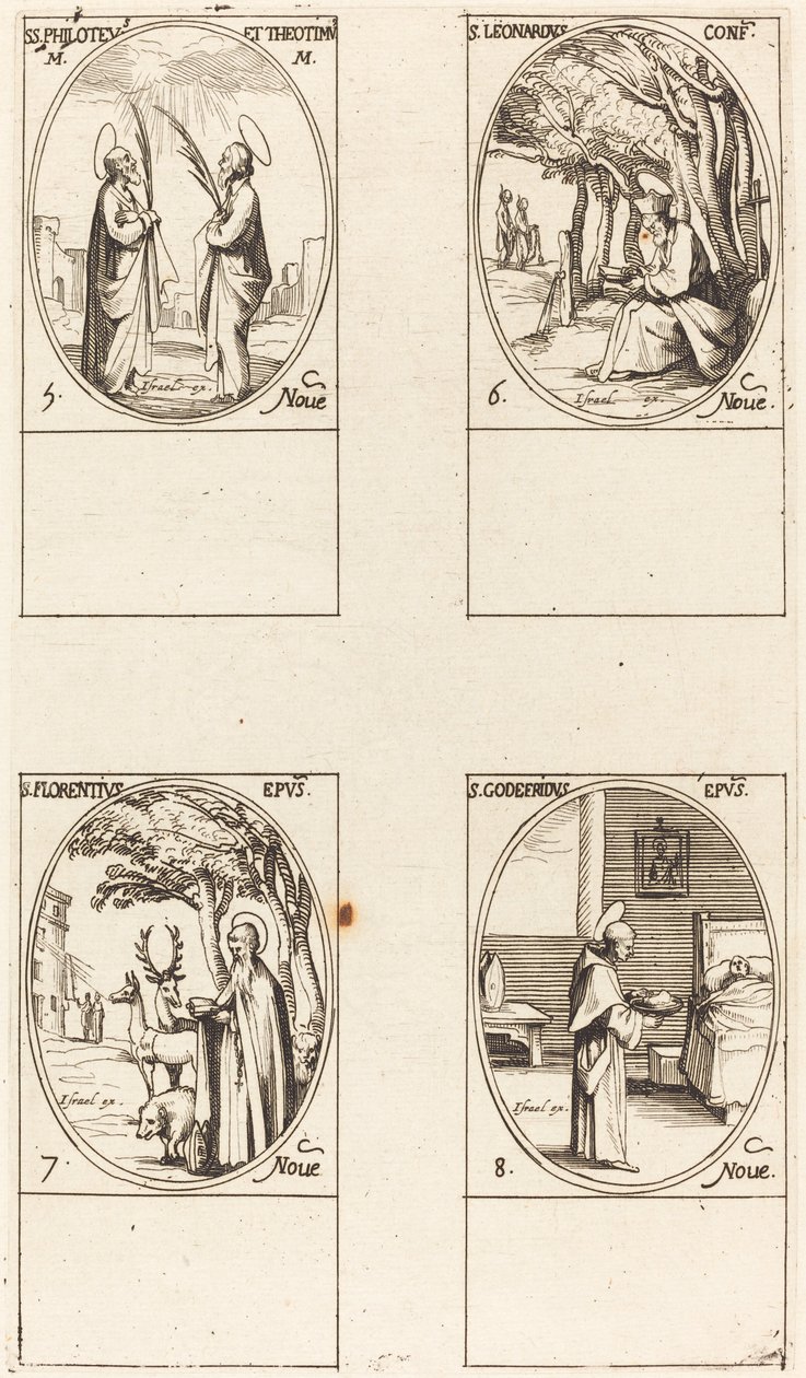 Sts. Philoteus and Theotimus, St. Leonard, St. Florentinus, St. Godfrey by Jacques Callot