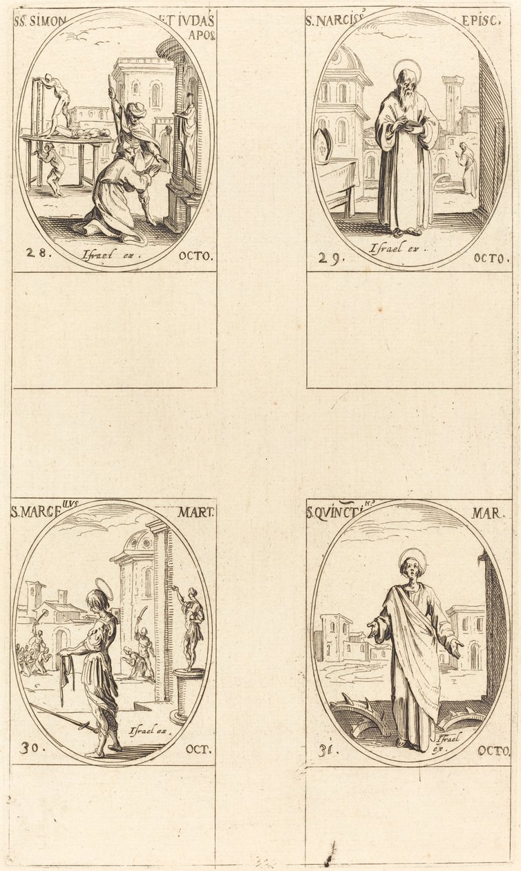 Sts. Simon and Jude, Apostles; St. Narcissus; St. Marcellus; St. Quintin by Jacques Callot