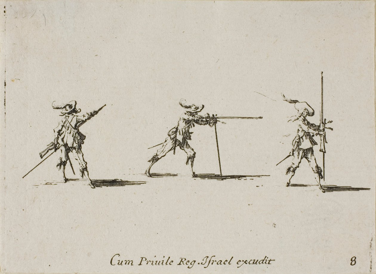 Taking the Firing Position with the Musket, Plate Eight from The Military Exercises by Jacques Callot