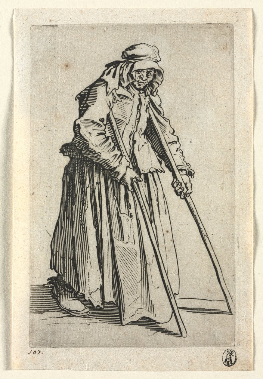 The Beggars: Beggar Woman on Crutches by Jacques Callot