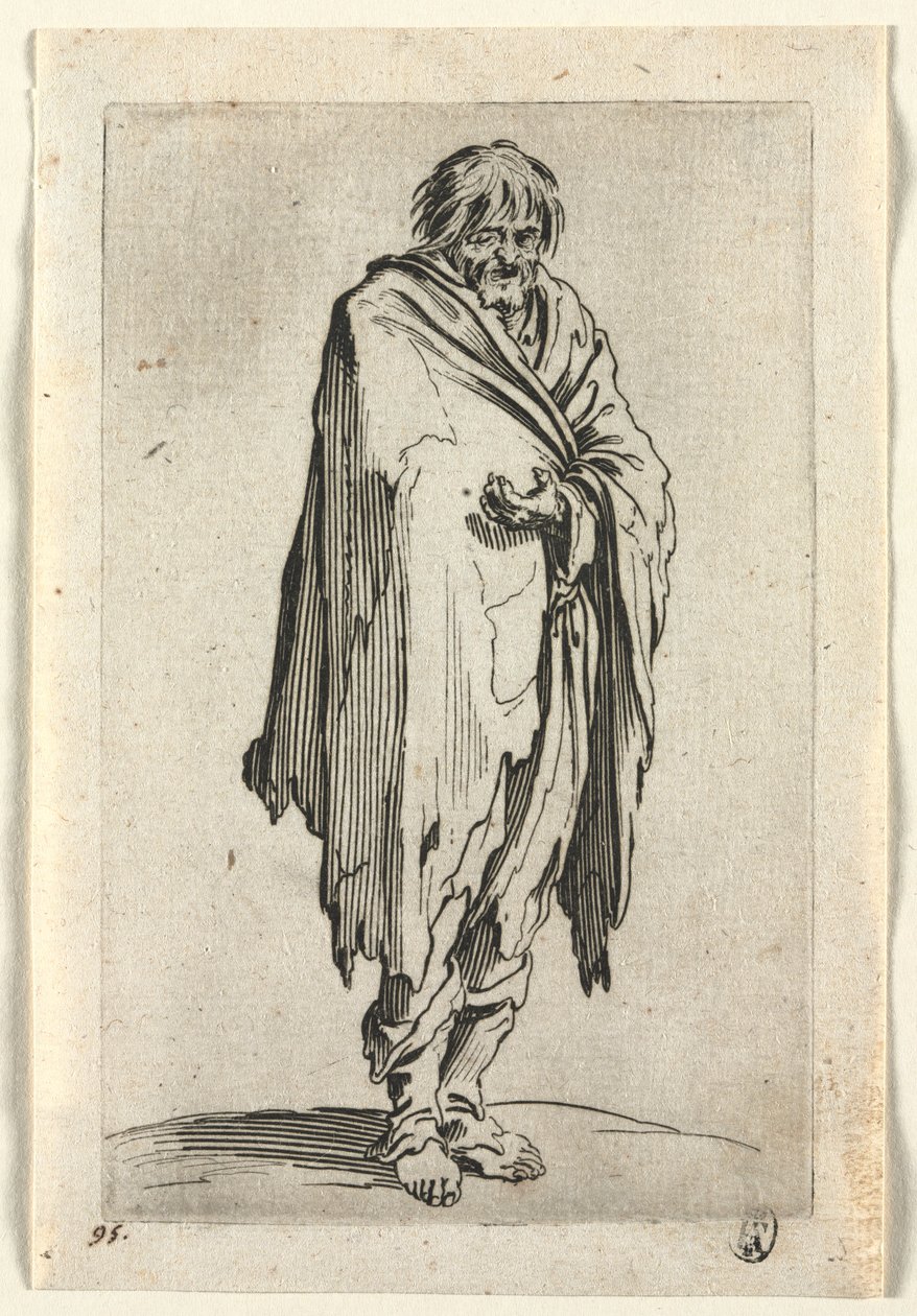 The Beggars: Beggar without Hat or Shoes by Jacques Callot
