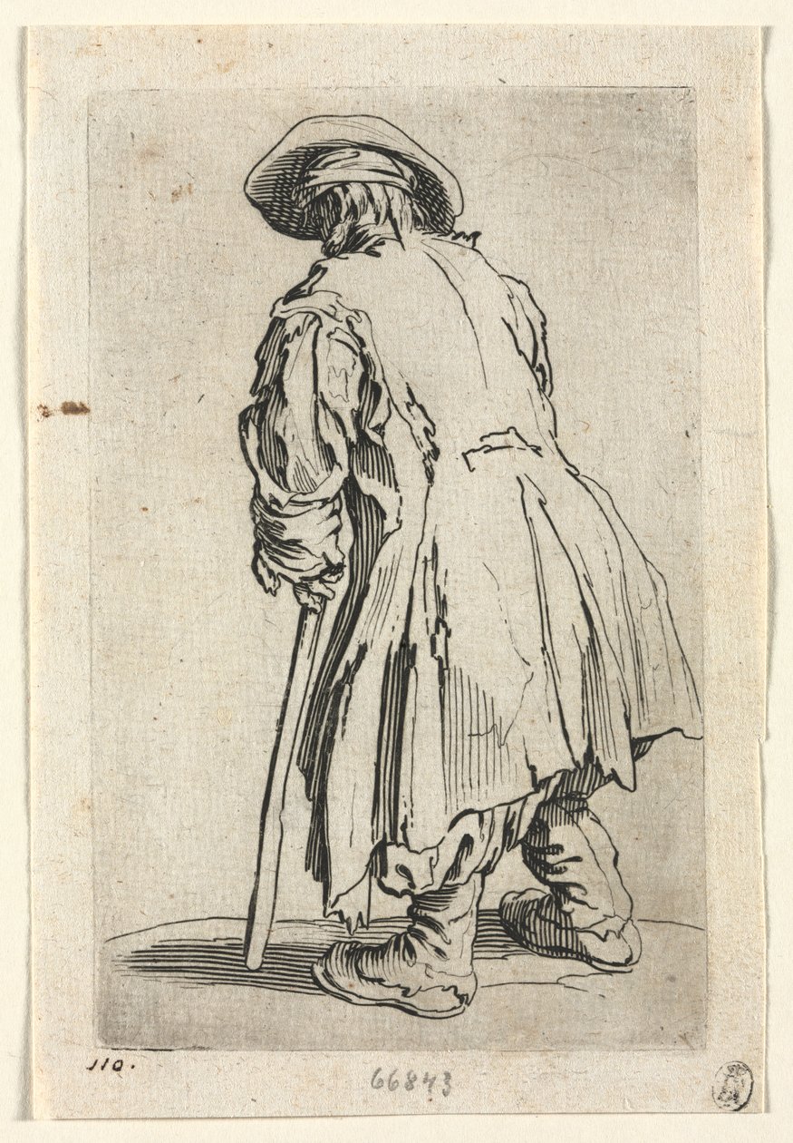 The Beggars: Old Beggar on One Single Crutch by Jacques Callot