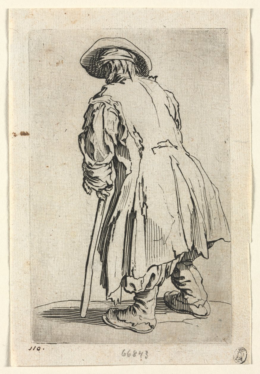 The Beggars: Old Beggar on One Single Crutch, c. 1623 by Jacques Callot