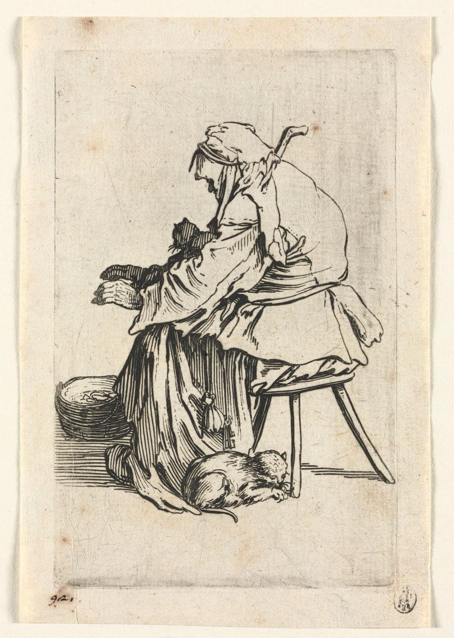 The Beggars: Old Woman and Cats, c. 1623 by Jacques Callot