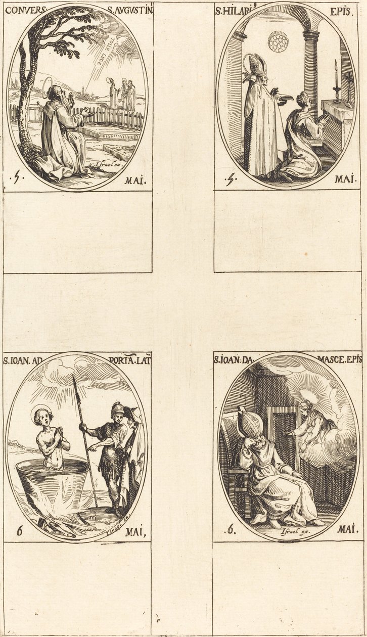 The Conversion of Saint Augustine; Saint Hilary; Saint John before the Latin Portal; Saint John of Damascus by Jacques Callot