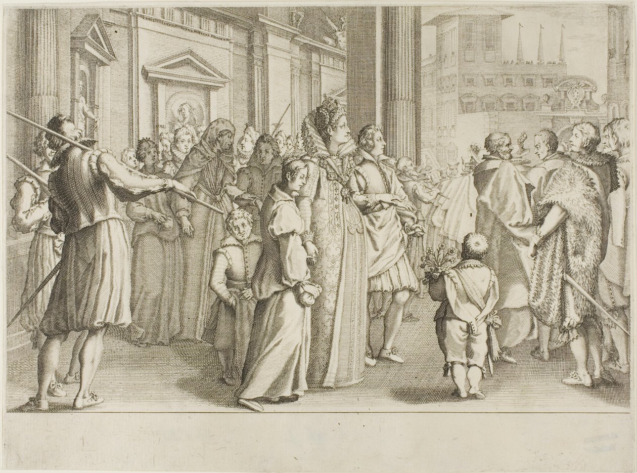 The Grand Duchess Christine of Lorraine Escorts to the Church Youths Whom She is Taking Under Her Protection by Jacques Callot