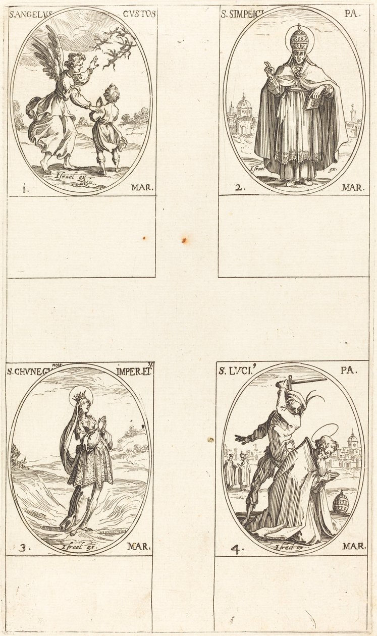 The Guardian Angel; St. Simplici; St. Cunegundes; St. Luci by Jacques Callot