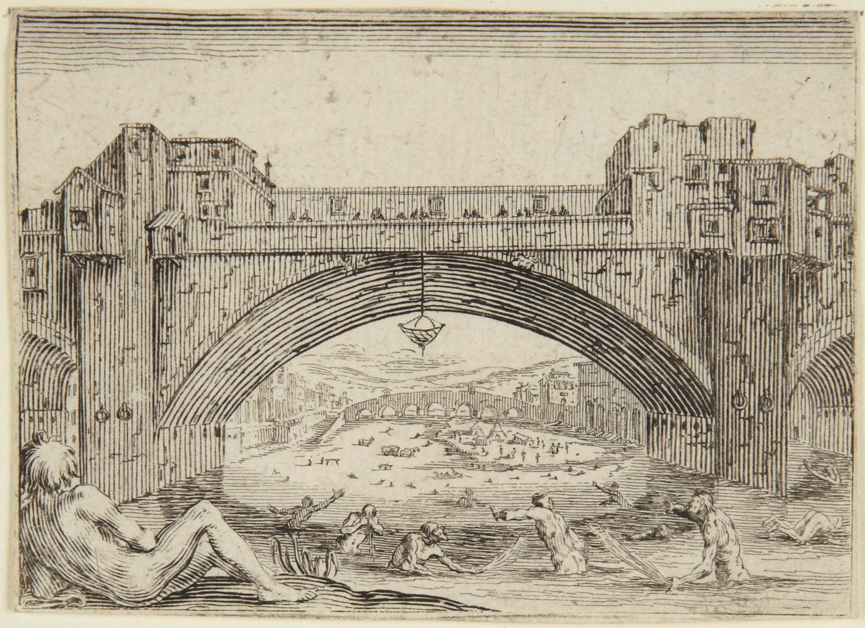 The Ponte-Vecchio, Florence by Jacques Callot