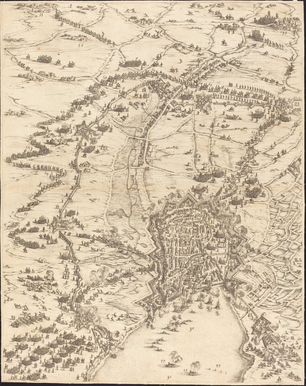 The Siege of La Rochelle [plate 6 of 16] by Jacques Callot
