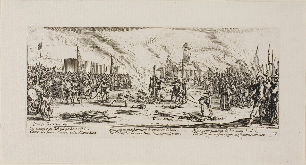 The Stake, plate thirteen from The Miseries of War by Jacques Callot