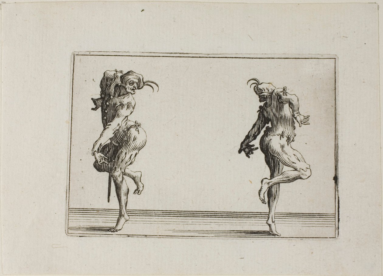 The Two Pantaloons Turning Their Back, from The Caprices by Jacques Callot
