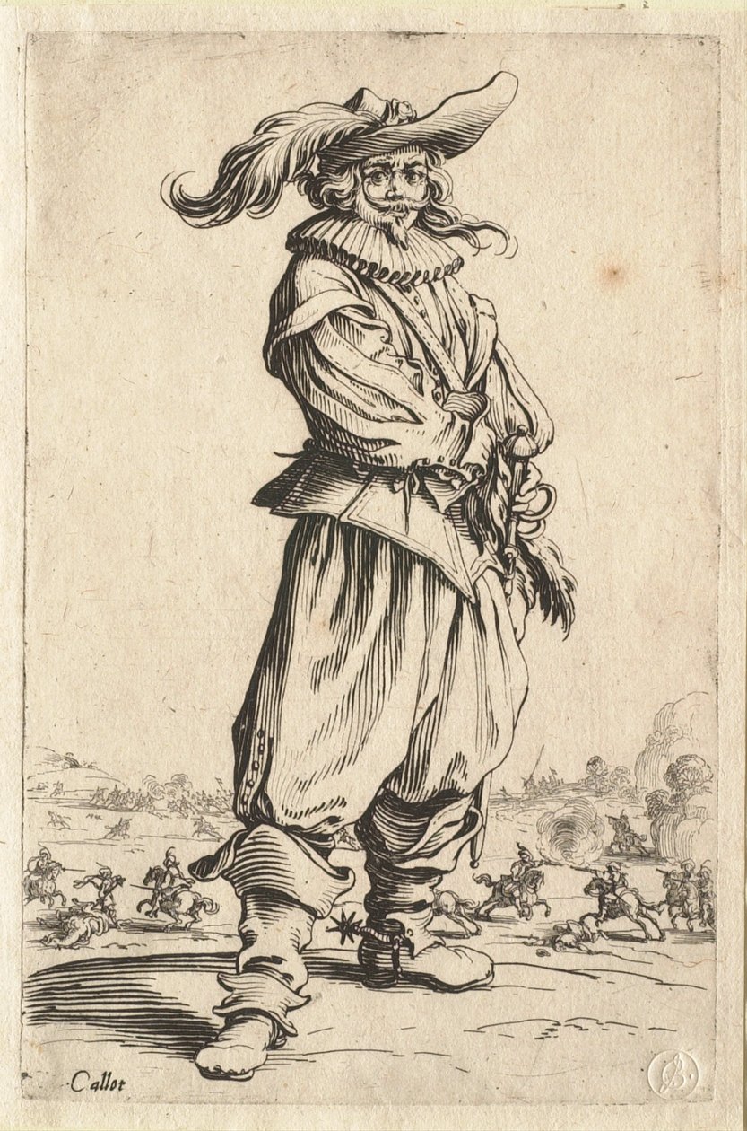 The Warrior in the Hat Adorned with a Large Feather by Jacques Callot