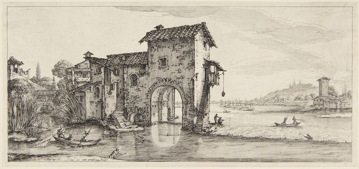 The Water Mill, from the series Landscapes Engraved for Giovanni de Medici, Landscapes Designed in Florence by Jacques Callot
