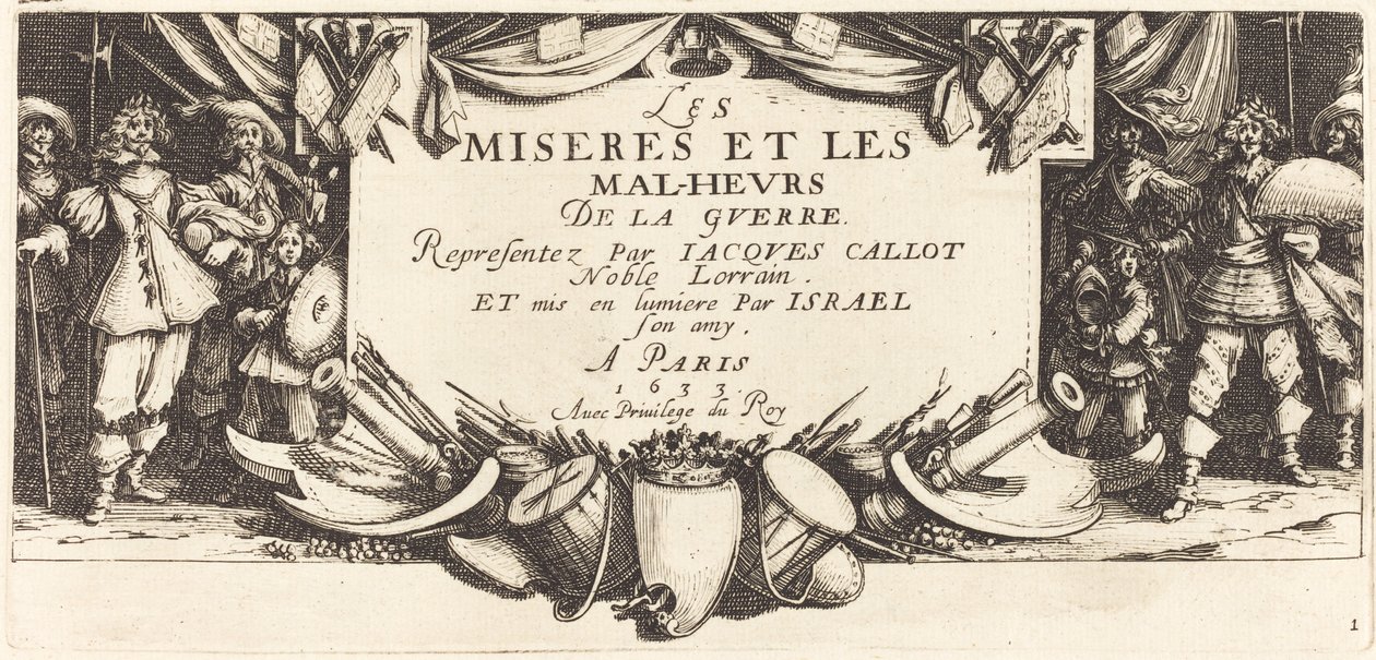 Title Page for The Large Miseries of War, c. 1633 by Jacques Callot