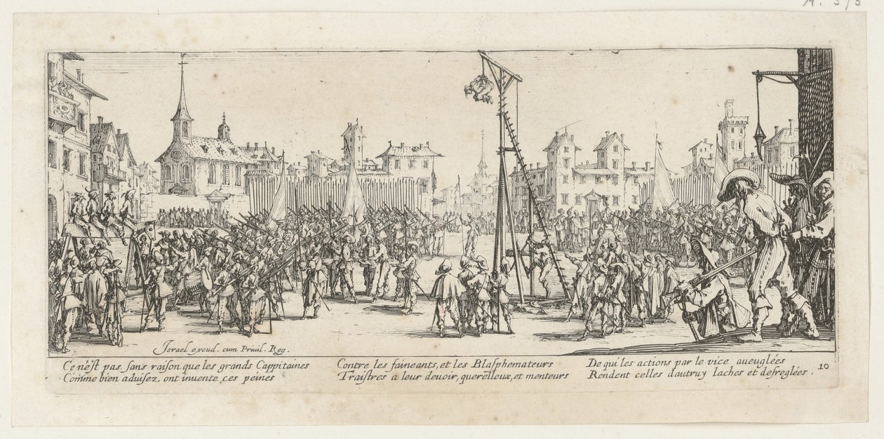 Gallows, Plate 10 from the Series "Horrors of War" by Jacques Callot