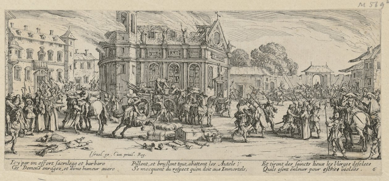 Destruction of a Monastery, Plate 6 from the series "Miseries of War" by Jacques Callot